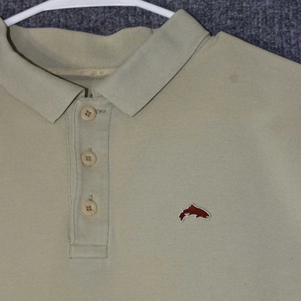 Simms‎ Polo Shirt Mens L Tan Short Sleeve Cotton 3XDRY Fishing Outdoor